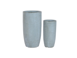 Set 2 Macetero Magnesia Fibra Vidrio Gris 33x33x62cm
