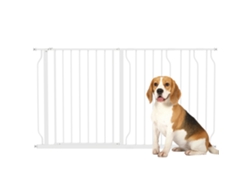 Barrera De Seguridad Extensible Para Perros Con Extensiones De 10/20/30 Cm, Fijación A Presión, 76 Cm, Color Blanco.