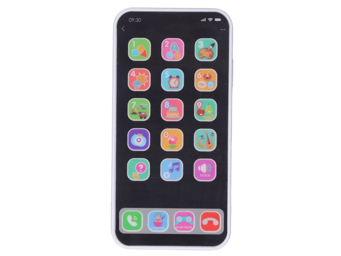 Teléfono de juguete educativo multifuncional ATS con música y luces para bebés y niños pequeños, blanco.