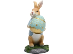 Conejo Pascua Resina Figura Conejito Adorable Alféizar Elegante Adorno Decorativo Fiestas Azul Mesa