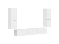 Conjunto de mueble de TV de 4 piezas, blanco brillante, MAISON EXCLUSIVE
