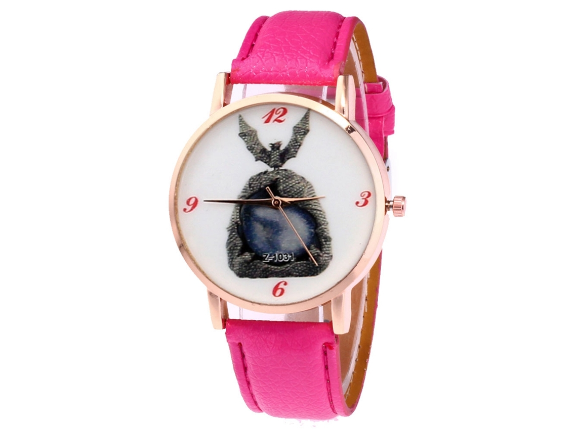 Reloj De Cuarzo Unisex Con Correa De Cuero Pu Zhoulianfa Dial Batman Rojo Rosa