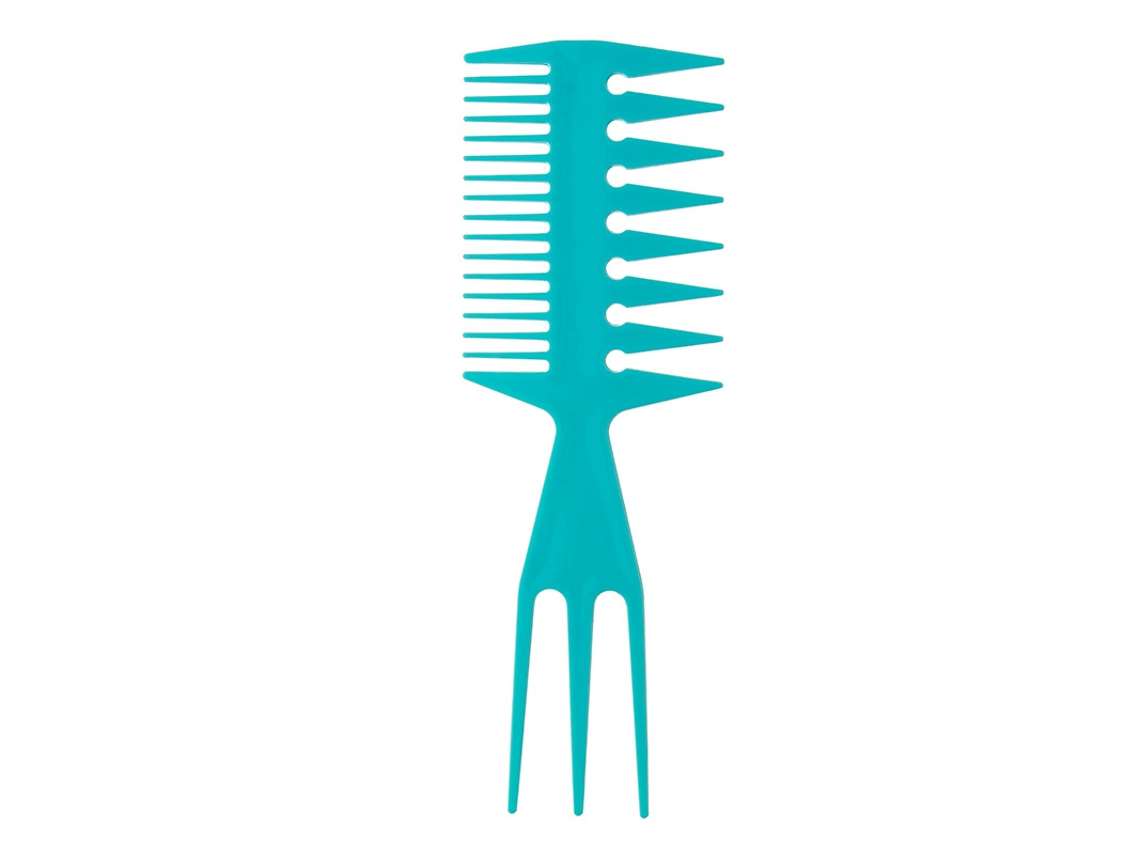 Peine De Doble Cara 3 En 1 Con Dientes Grandes (azul), Peine Rizador Antiestático Para Mujer