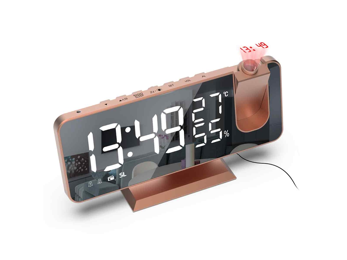 Reloj de Proyección, Radio FM, Pantalla LED, Temperatura, Humedad NEVEANCE