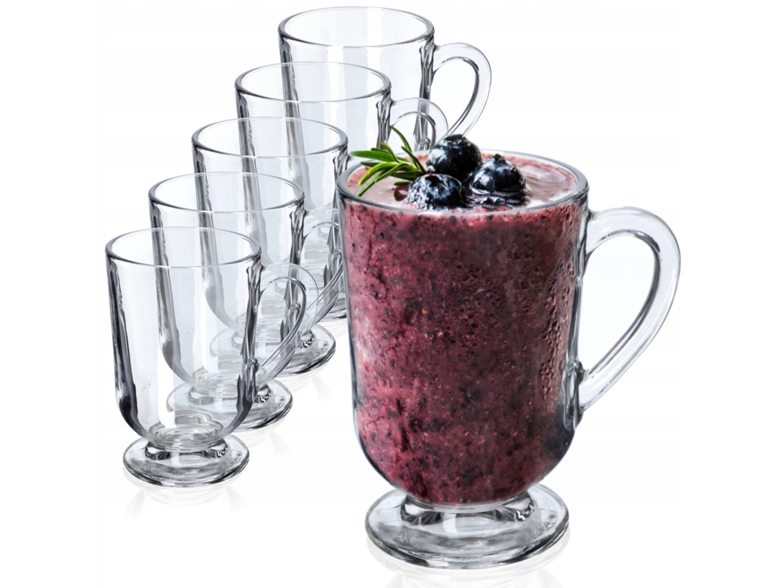 Tazas de té y café de vidrio Kadax de 300 ml con asa (juego de 6)