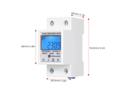 Medidor De Energía Lcd Monofásico De 230 V Dds662 Para Montaje En Carril Din De 80 A Con Retroiluminación