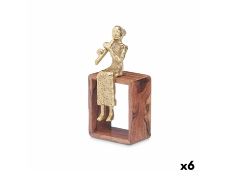 Figura Decorativa Flauta Dulce Marrón Madera Metal 13x27x13 cm