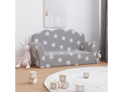 Sofá De Niños De 2 Plazas | Sofá De Salón | Sofá De Descanso Felpa Suave Gris Claro Con Estrellas Wsd389956