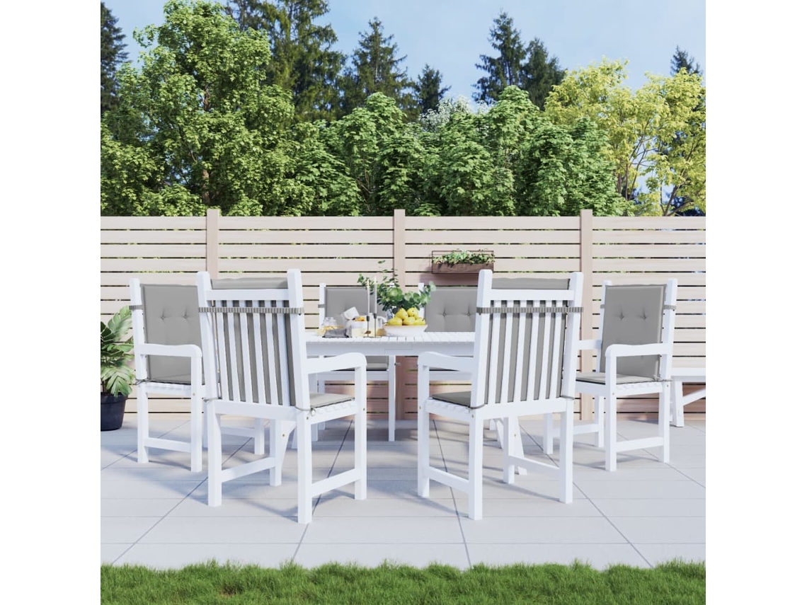 Cojín Silla Jardín Respaldo Bajo 6 Uds Tela Oxford Gris