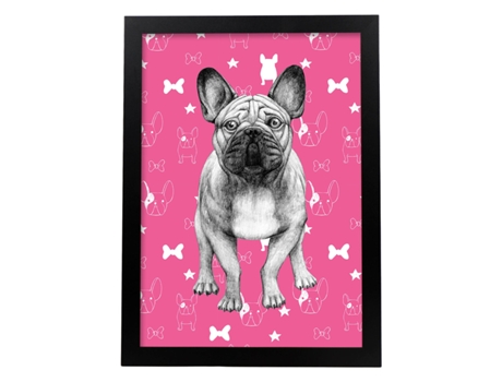 Póster NACNIC de Bulldog Rosa. Decorativa de Perros.