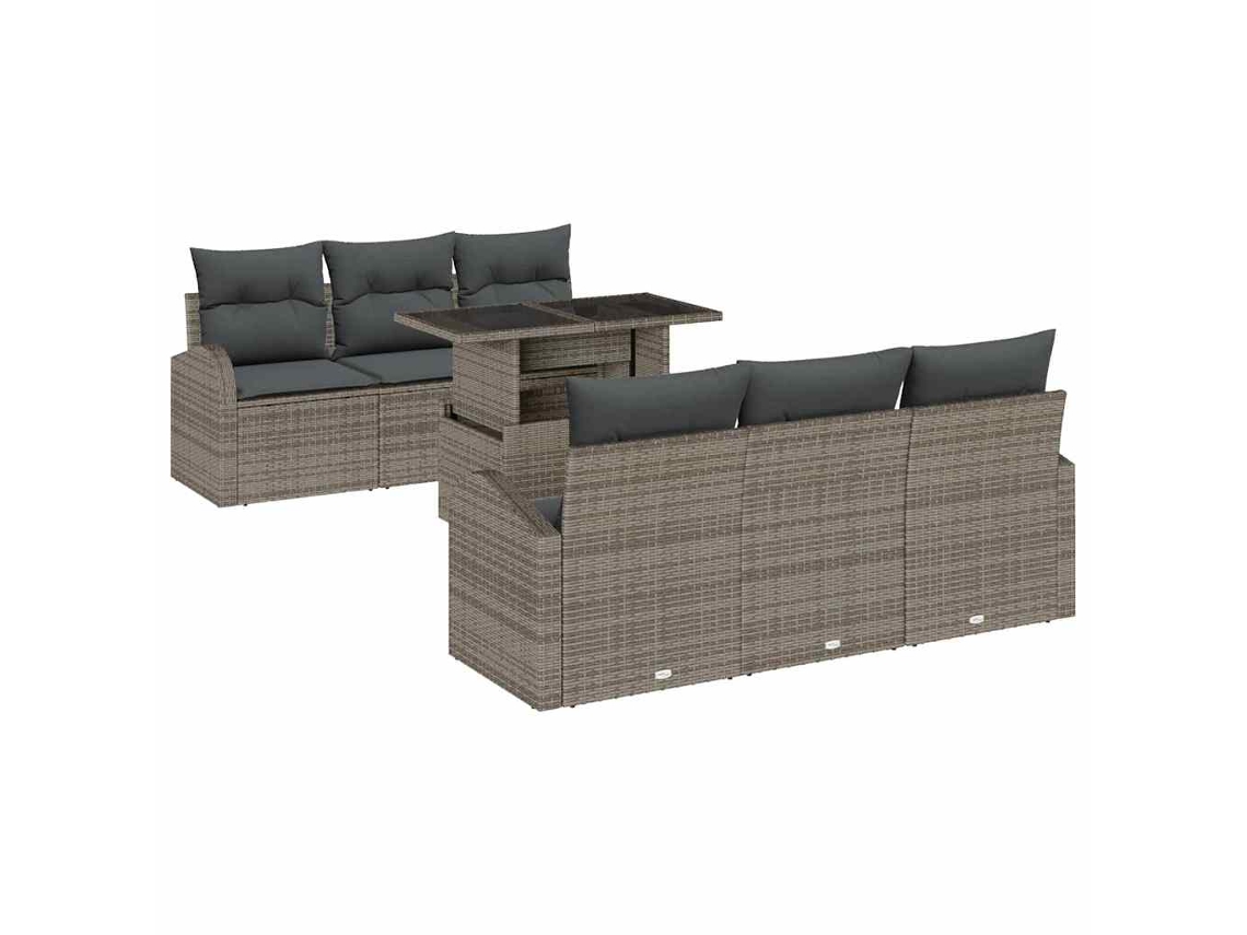 Maison Exclusive - Conjunto de sofá de jardín con cojines de mano, 7 piezas, color gris