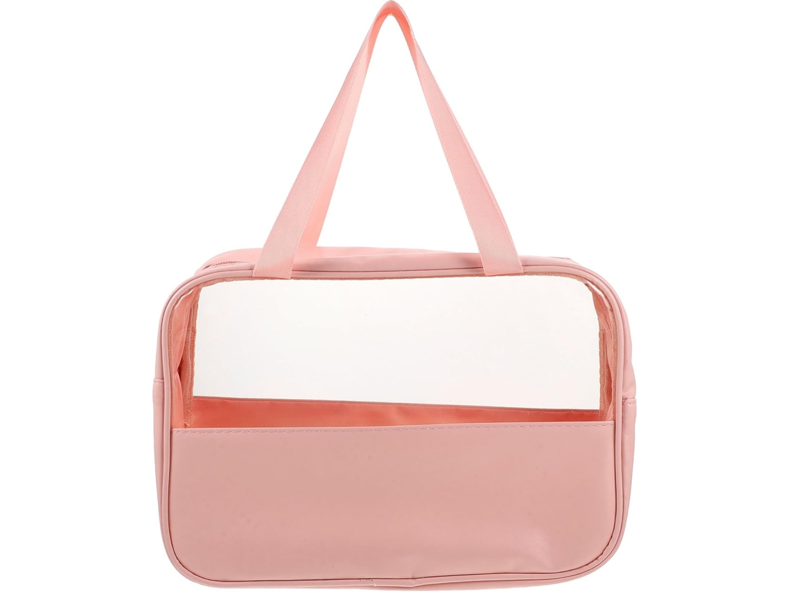 Neceser Rosa Transparente De Gran Tamaño, Bolsa De Aseo De Viaje Ligera.