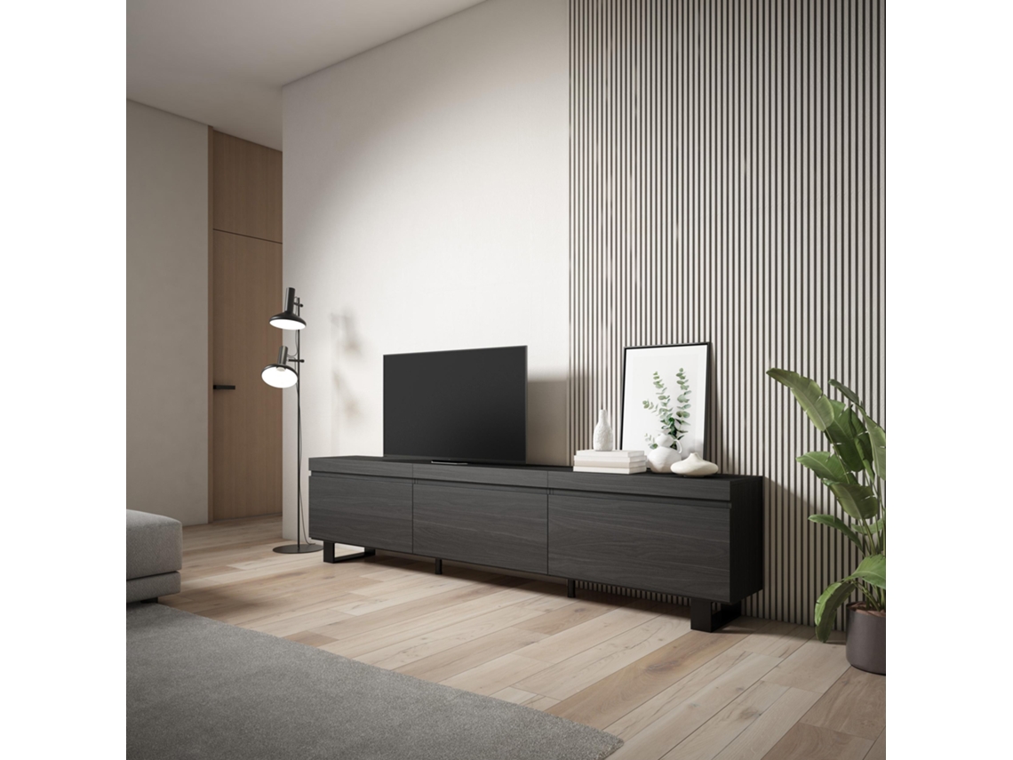 Mueble TV, Televisión, 240x57x35 cm, Diseño industrial, Negro SKRAUT HOME
