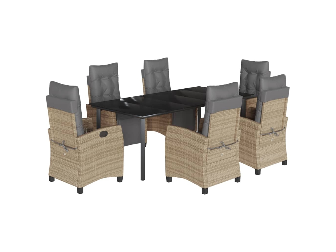 Maison Exclusive - Set Comedor De Jardín 7 Pzas Con Cojines Ratán Sintético Beige