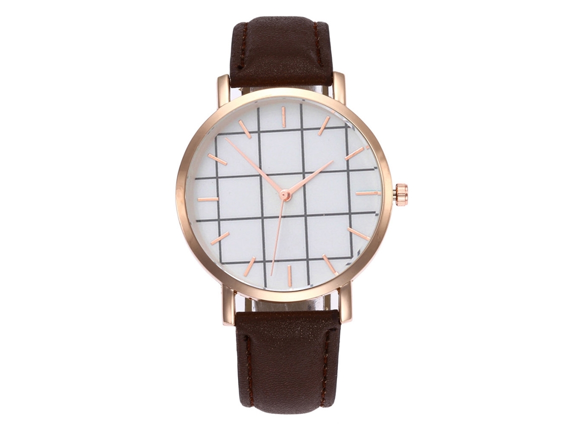 Reloj De Pulsera Analógico De Aleación Con Esfera Redonda, Movimiento De Cuarzo, Moderno Para Hombres Y Mujeres (marrón)