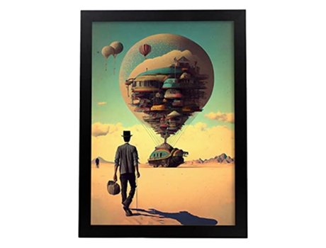 NACNIC Poster Globo Aerostático En Estilo Surrealismo Cinematográfico Ilustraciones Y Grabados De Historieta Abstracta Y Artística A3