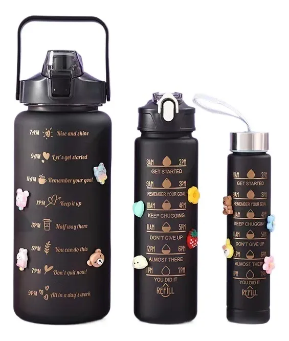 Botella de agua térmica portátil con degradado de color macarrón y pajita