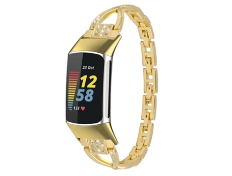 Correa Smartwatch para Fitbit Charge 3/4 Metal con Diamante (Oro)
