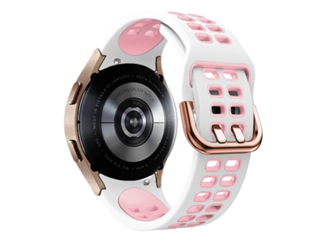 Correa de Silicona bicolor con hebilla de doble orificio para Samsung Galaxy Watch 5 40mm/44mm/5 Pro 45mm - blanco/rosa