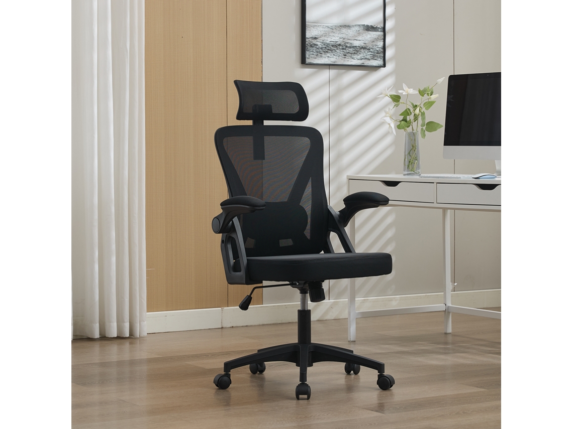 Silla De Oficina Ergonómica Con Tejido De Malla, Soporte Lumbar, Reposacabezas Y Respaldo Alto.