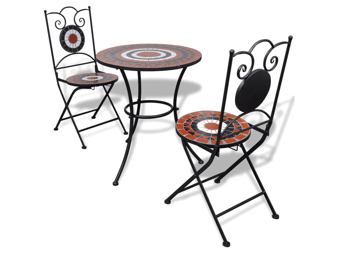 Cerámica Bistro Conjunto 3 Peças Terracota E Branco Dkd Home Decor