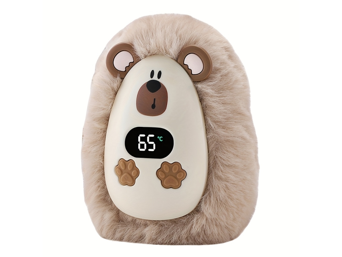 Oficina | Hogar - Calentador De Manos De Peluche Adorable: Cuenta Con Pantalla Digital Y Control De Temperatura De 3 Niveles. Es Un Regalo I