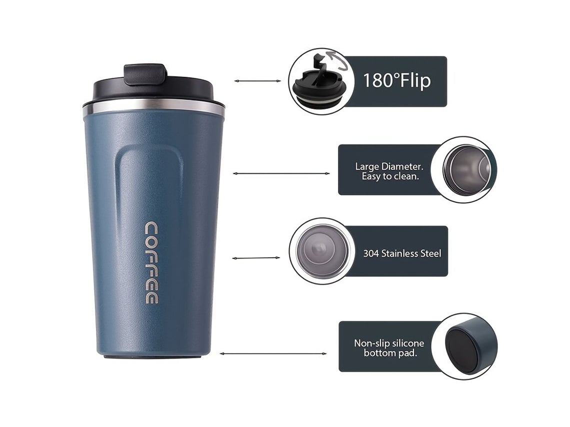 Termo Azul De Acero Inoxidable De 380 Ml Con Aislamiento Al Vacío Botella De Agua Termo Reutilizable Para Café Té Y Refrescos