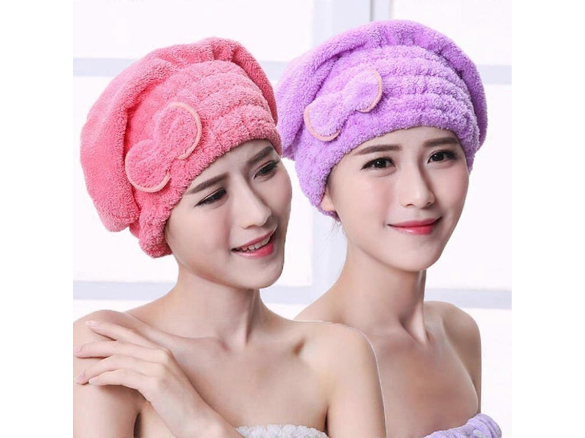 Toalla de terciopelo coral, superabsorbente con lazo, de secado rápido, ideal para cabello mojado, accesorio de baño amarillo. Rosewell