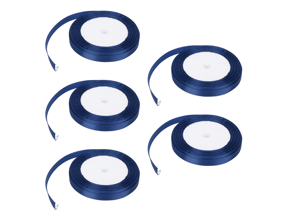 Vlrla-5pcs Satin Ribbon Para Wedding, Gift Wrapping - Dark Blue