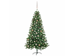 Árbol de Navidad preiluminado VIDAXL con luces y bolas verde (180 cm)