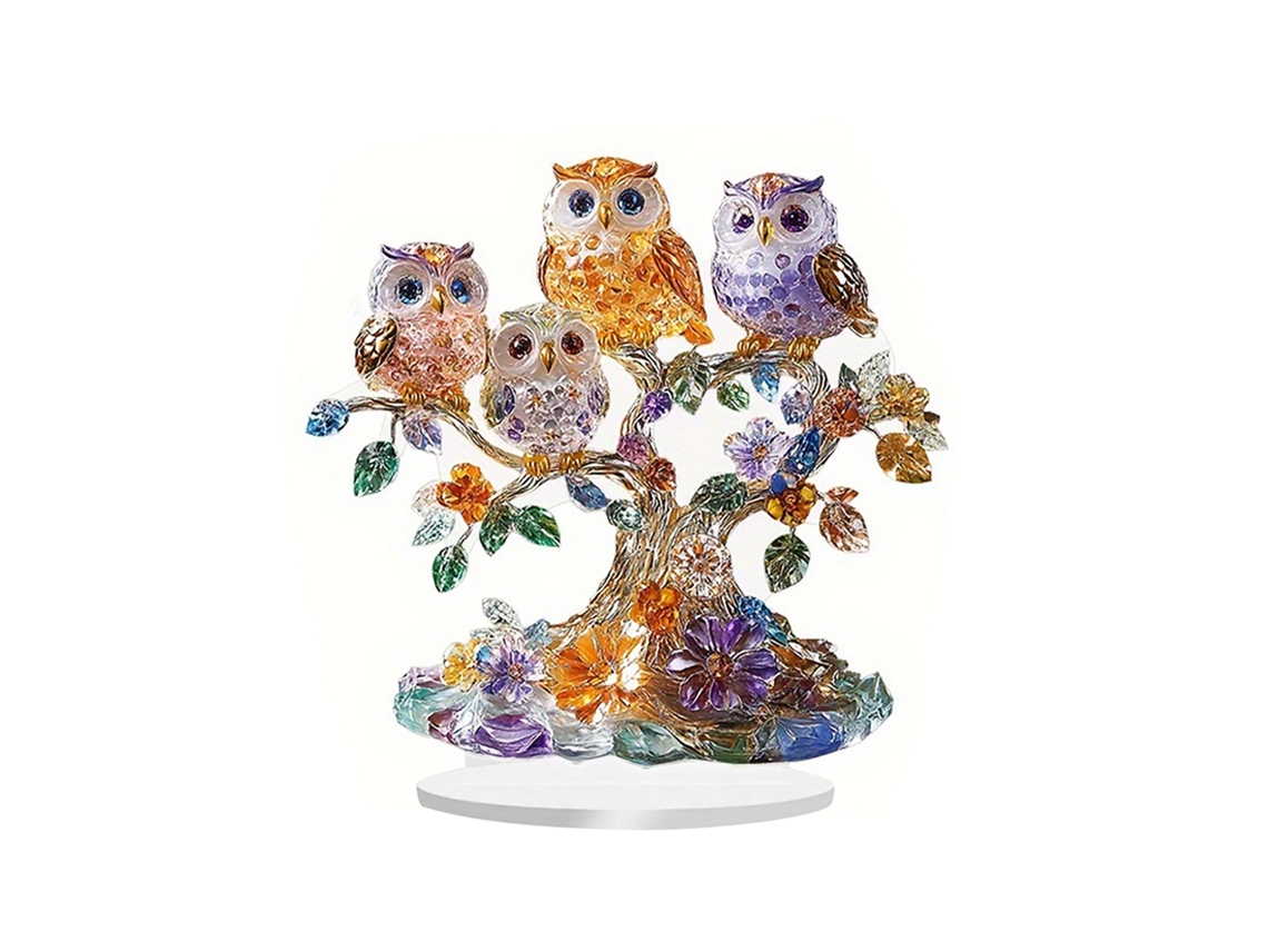 Decoración de búho, cristal de arena, tamaño 20 x 20 cm