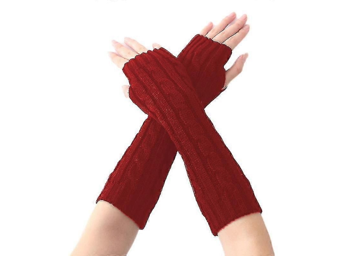 2026-guantes Sin Dedos De Lana Tejida Para Mujer, Calientitos, Largos Hasta La Muñeca, Para Otoño, Primavera E Invierno