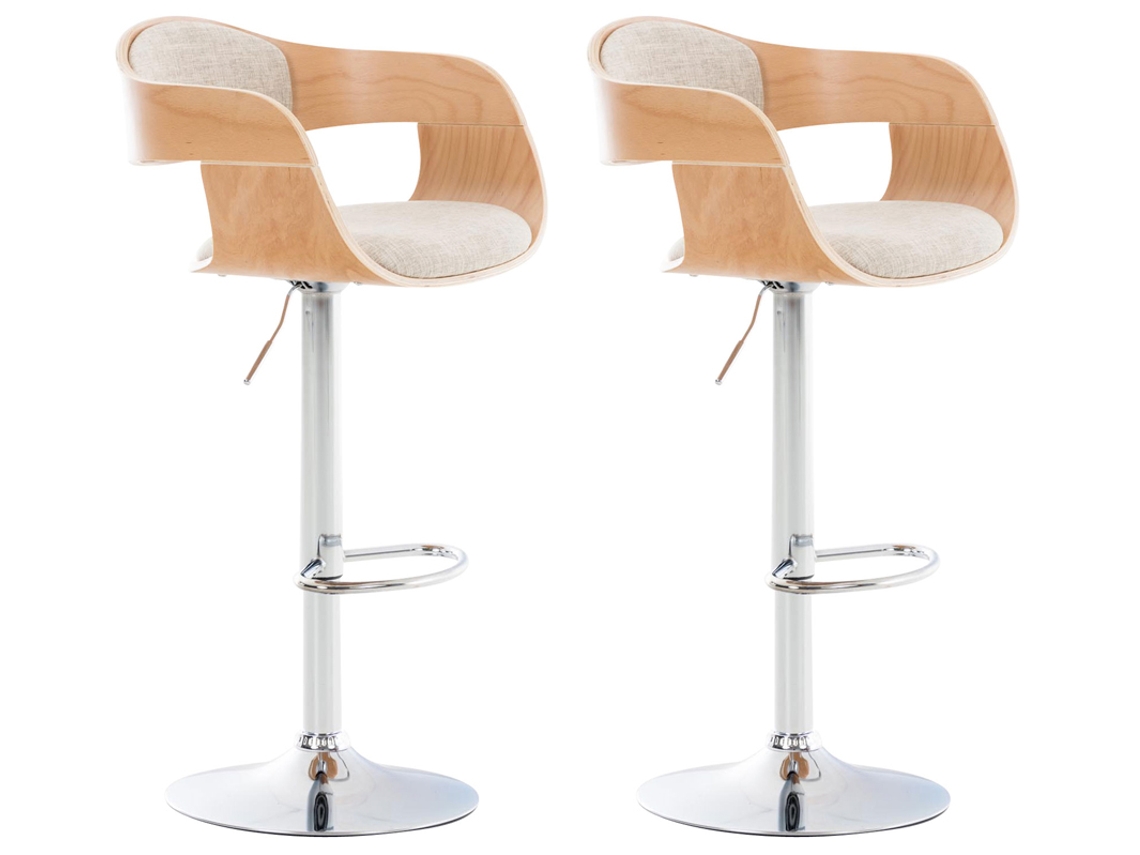 Juego de 2 taburetes de bar Kingston en tejido CLP natural/crema