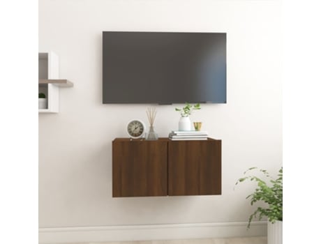 MAISON EXCLUSIVE Mueble TV colgante madera contrachapada marrón roble 60x30x30cm