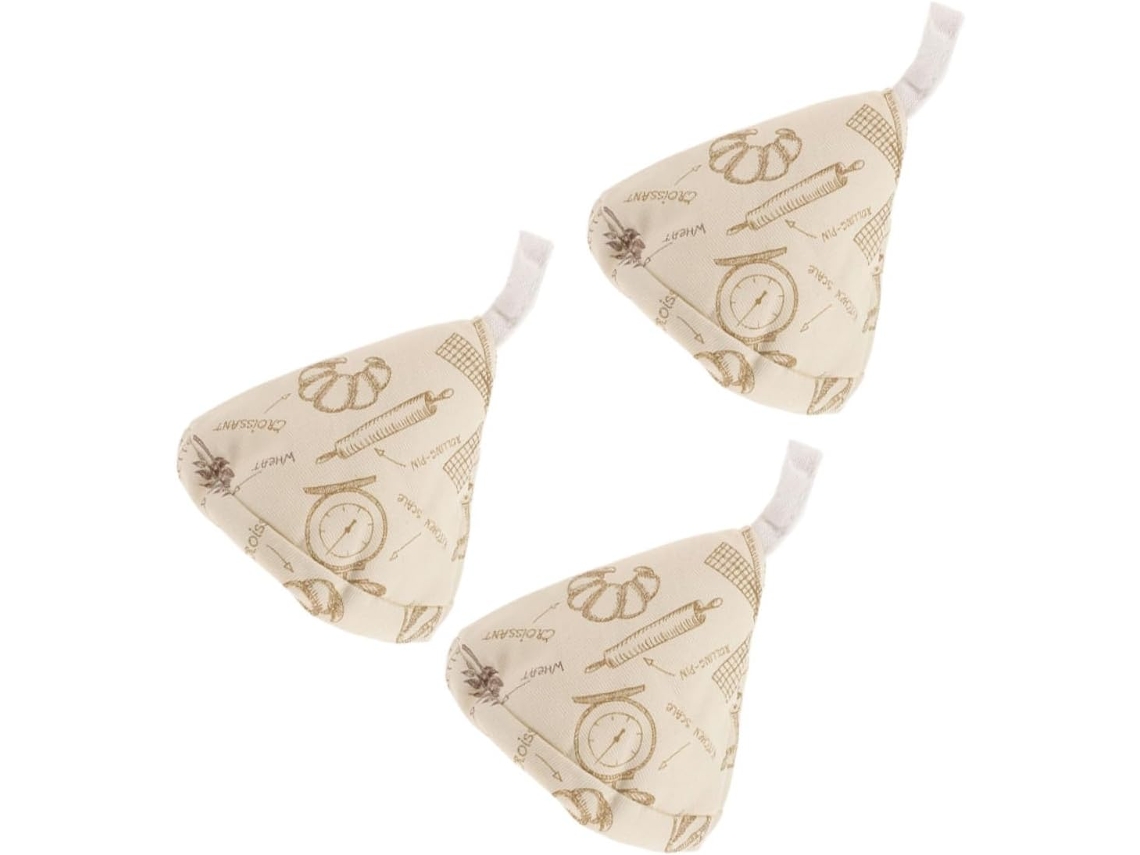 Juego de 3 protectores triangulares para asas y tapas de ollas, antiescaldaduras, fáciles de usar y guardar. Vayotoy