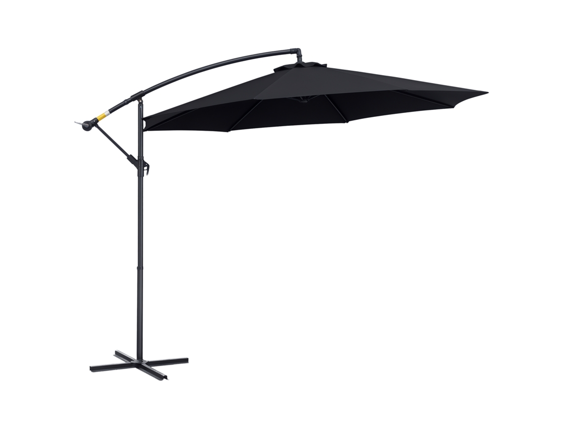 Sombrilla De Jardín Ø295x250 Cm Parasol Excéntrico Inclinable Con Manivela Base Cruzada Y Soporte De Metal 8 Varillas Para Terraza Exterior Balcón