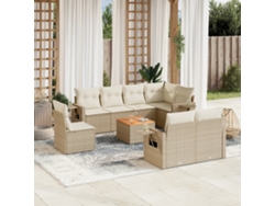 Conjunto de 9 sofás de jardín con cojines de mimbre beige de Dkd Home Decor
