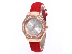 Reloj De Moda Para Mujer Con Correa De Piel Sintética, Movimiento De Cuarzo Y Diamantes De Imitación Redondos.
