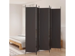 Biombo Divisor De 5 Paneles De Tela Marrón 250x220 Cm