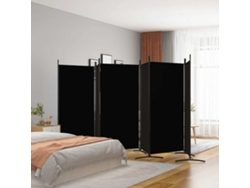 Separador de ambientes con 6 paneles, 520x180 cm, tela negra.