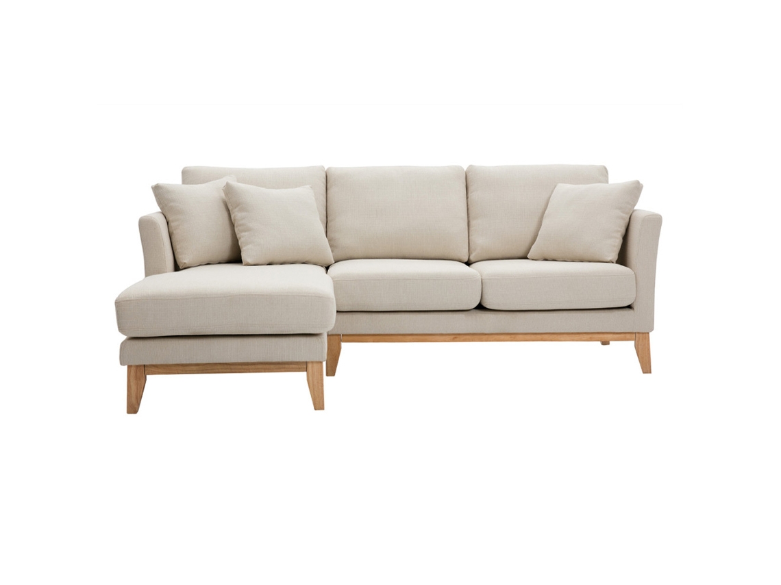 Sofá Nórdico Con Chaise Longue a La Izquierda En Tela Beige Desenfundable Con Madera Clara 3-4 Plazas Oslo MILIBOO