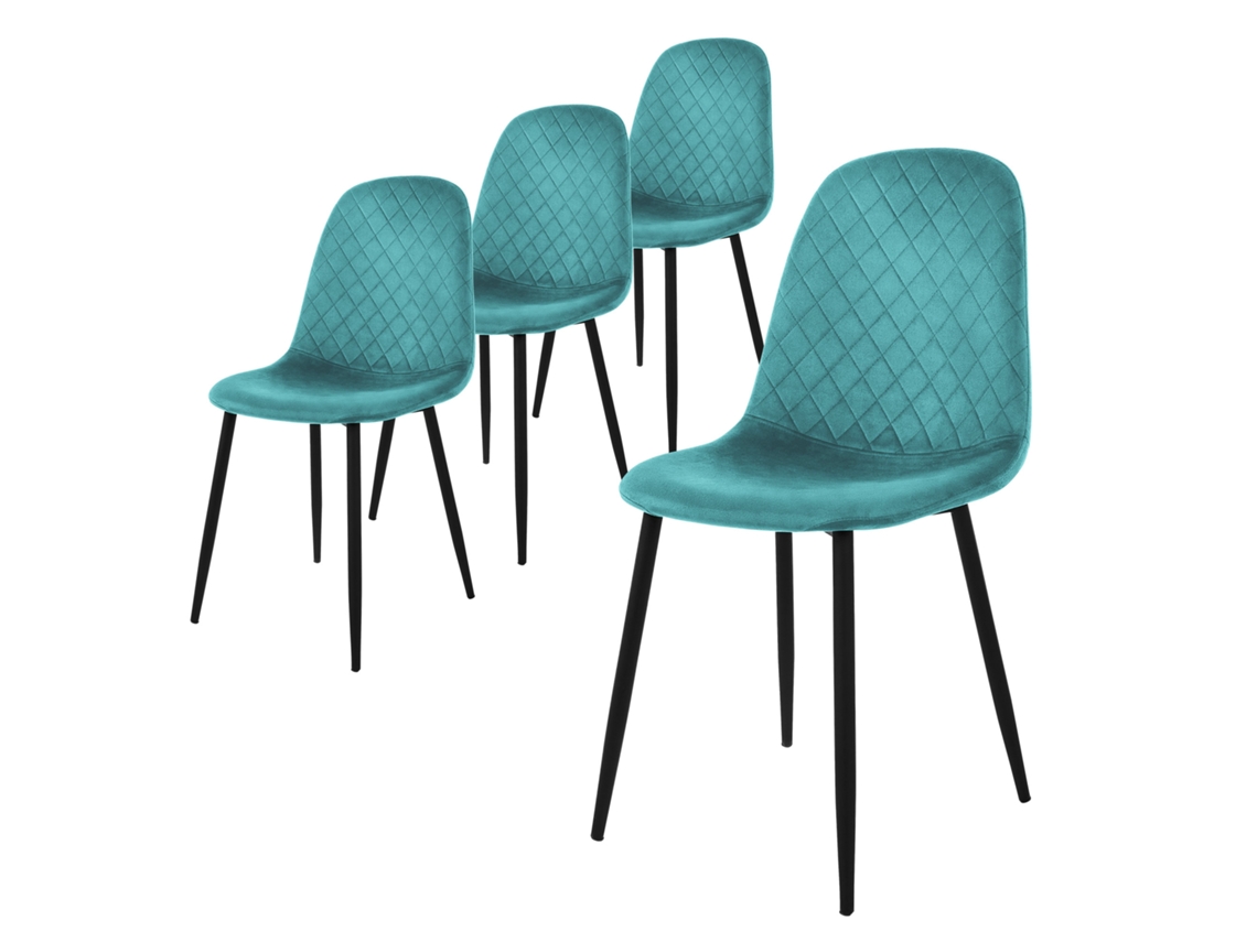 Conjunto de 4 Cadeiras de Jantar com Capa de Veludo a Gasolina e Pernas de Metal Incluindo Material de Montagem ML-DESIGN