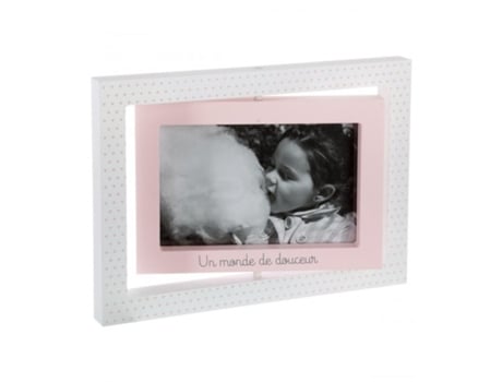 Portafotos móvil MDF rosa y blanco 23.7x16.8x1.8cm MUEMUE