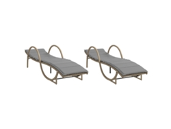 Tumbonas con cojines, 2 unidades, mimbre, beige, MAISON EXCLUSIVE