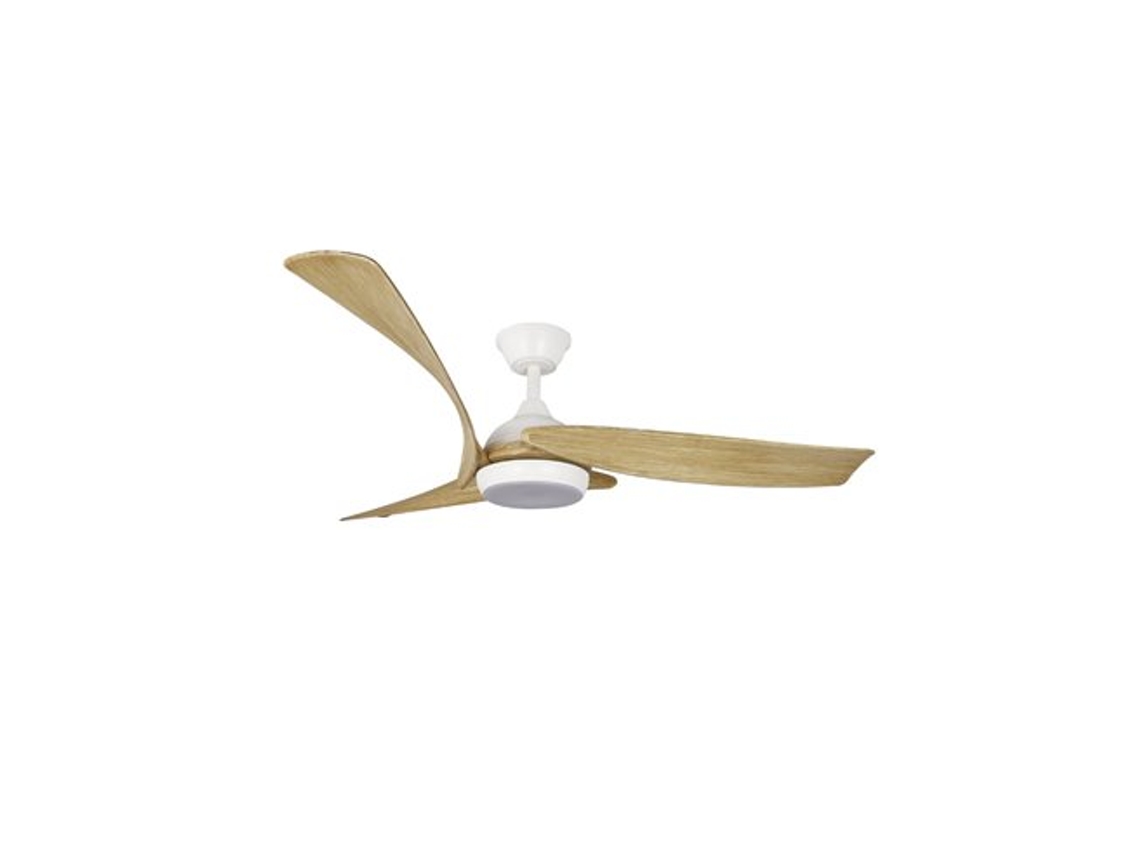 Ventilador De Techo Led Regulable Enna (24w 3cct 2400lm) Ip20 Ø130x3444cm Fabricado En Acero, Pvc Y Abs Color Blanco Y Madera