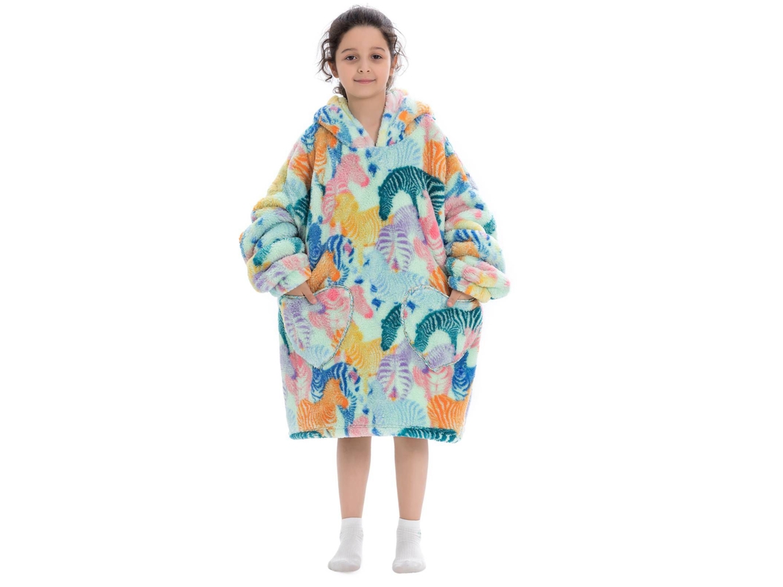 Sudadera Con Capucha Extragrande Para Niños, Franela Suave, Estampado De Dibujos Animados, Pijama, Talla Única