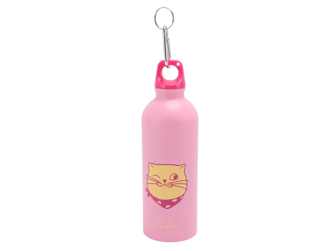 Botella De Agua Infantil Portátil De Acero Inoxidable Rosa Con Un Bonito Diseño De Dibujos Animados.