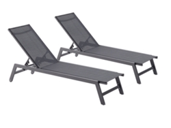 Juego 2 Tumbonas CONCEPT U Prato (Gris y Negro - Aluminio - 191x55x100 cm)
