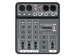 Mezclador de cuatro canales con alimentación fantasma de 48 V, interfaz USB y Bluetooth. Mdug