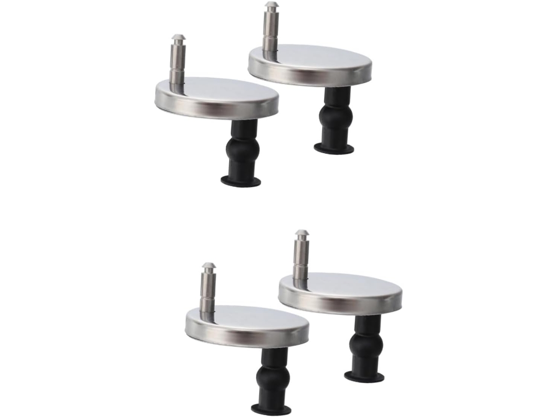 Juego de 4 fijaciones para asiento de inodoro con tuercas de goma, montaje en pared, color plateado, bisagras de repuesto, Vayotoy